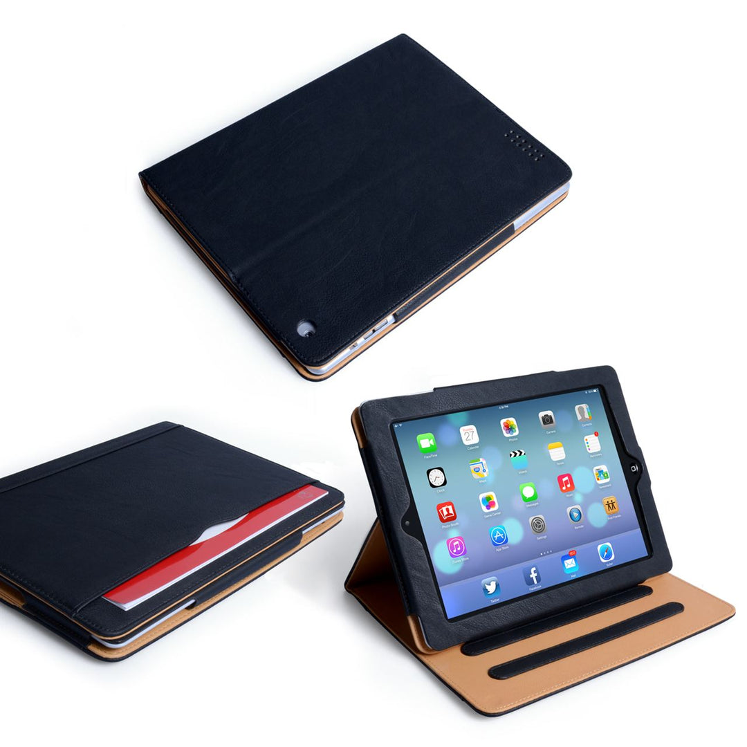Caseflex iPad Air Textured Faux Leather Stand Case - Black and Tan