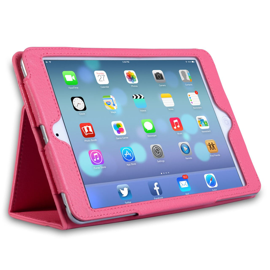 Caseflex iPad Mini 2 Textured Faux Leather Stand Case - Hot Pink