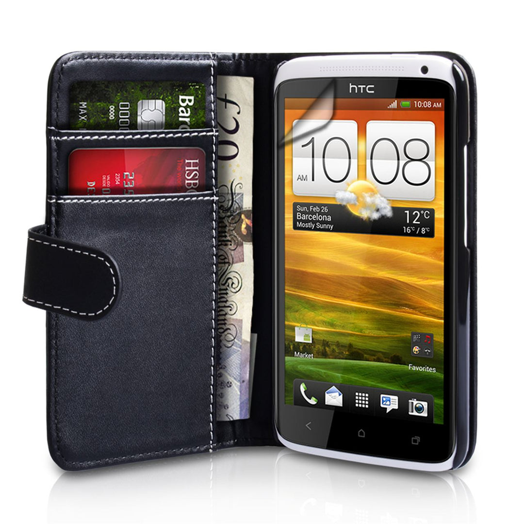 YouSave HTC One X Embossed Leather Effect Wallet Case - Black