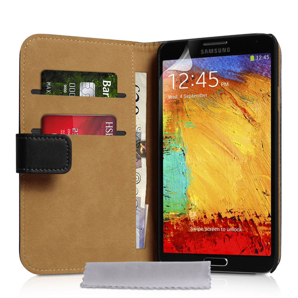 Caseflex Samsung Galaxy Note 3 Real Leather Wallet Case - Black