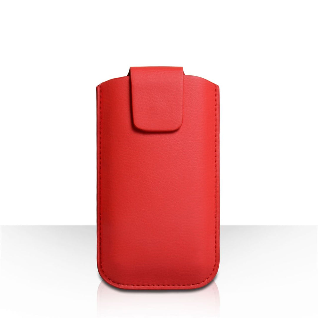 Caseflex Medium Textured Faux Leather Phone Pouch - Red
