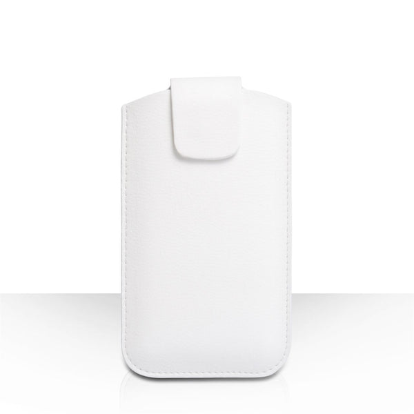 Caseflex Large Textured Faux Leather Phone Pouch - White