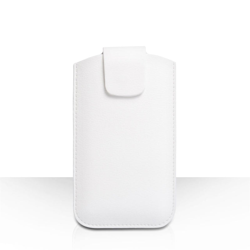 Caseflex Large Textured Faux Leather Phone Pouch - White