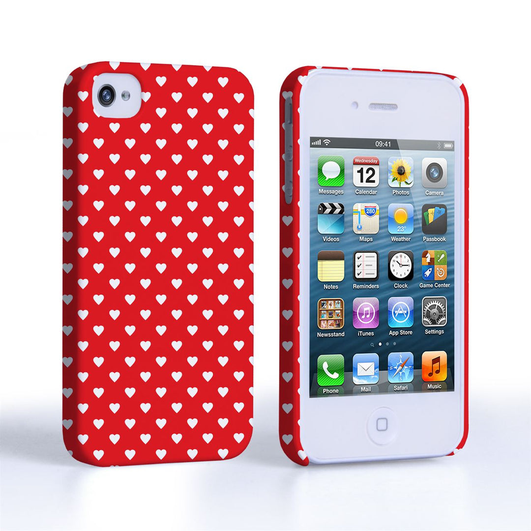 Caseflex iPhone 4 / 4S Shimmering Hearts Case - Red and White