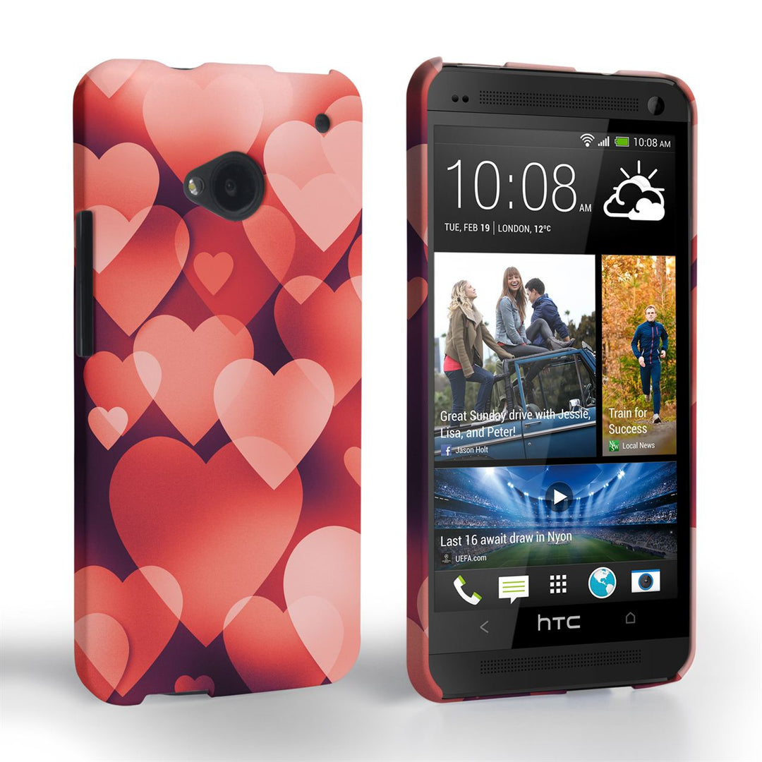 Caseflex HTC One Red Shimmering Hearts Case