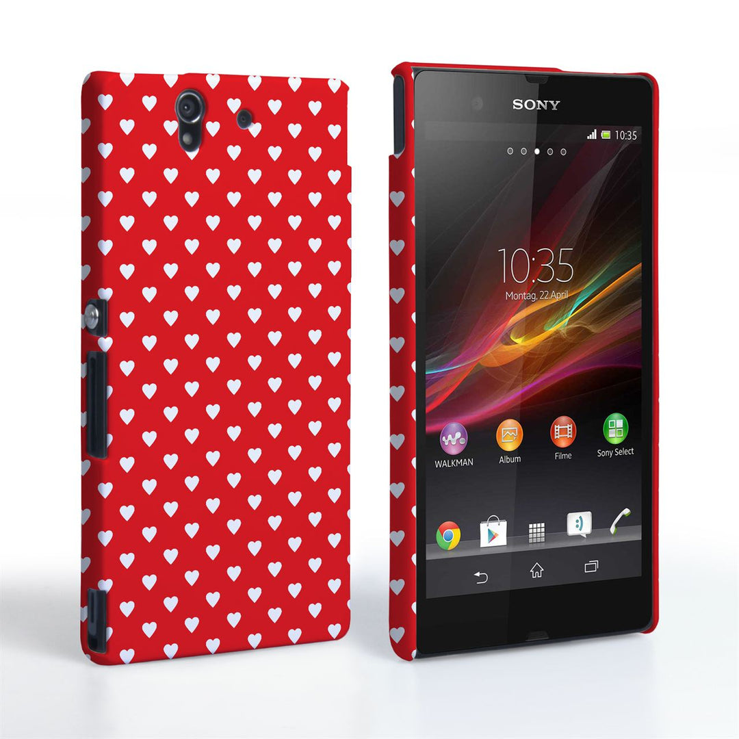 Caseflex Sony Xperia Z Cute Hearts Red and White Case