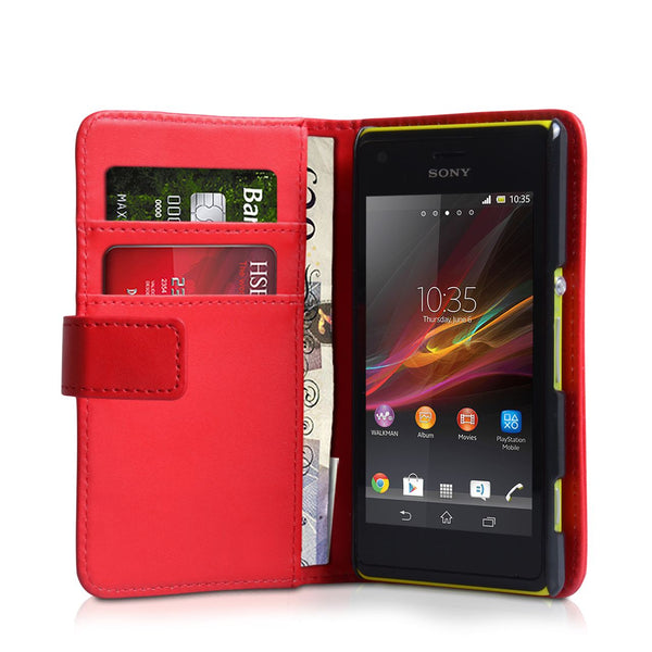 YouSave Accessories Sony Xperia M Leather Effect Wallet Case - Red