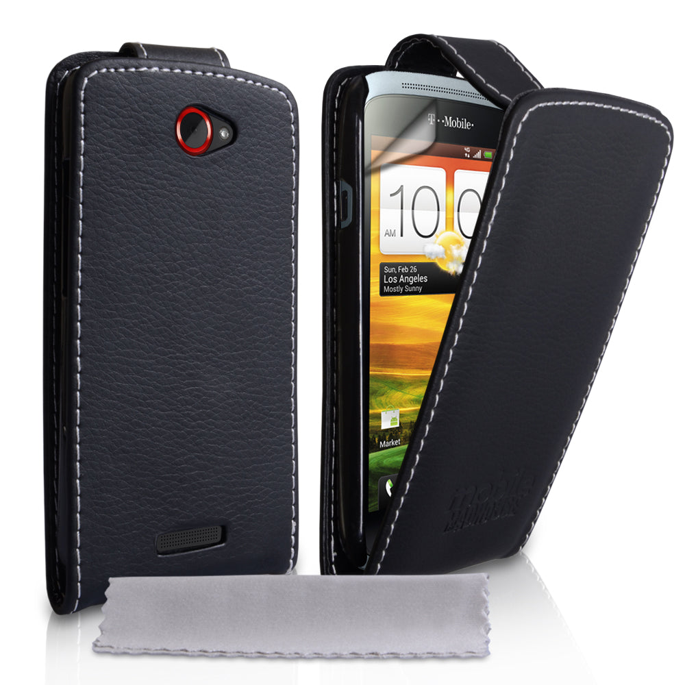 YouSave Accessories HTC One S Embossed PU Leather Flip Case Black