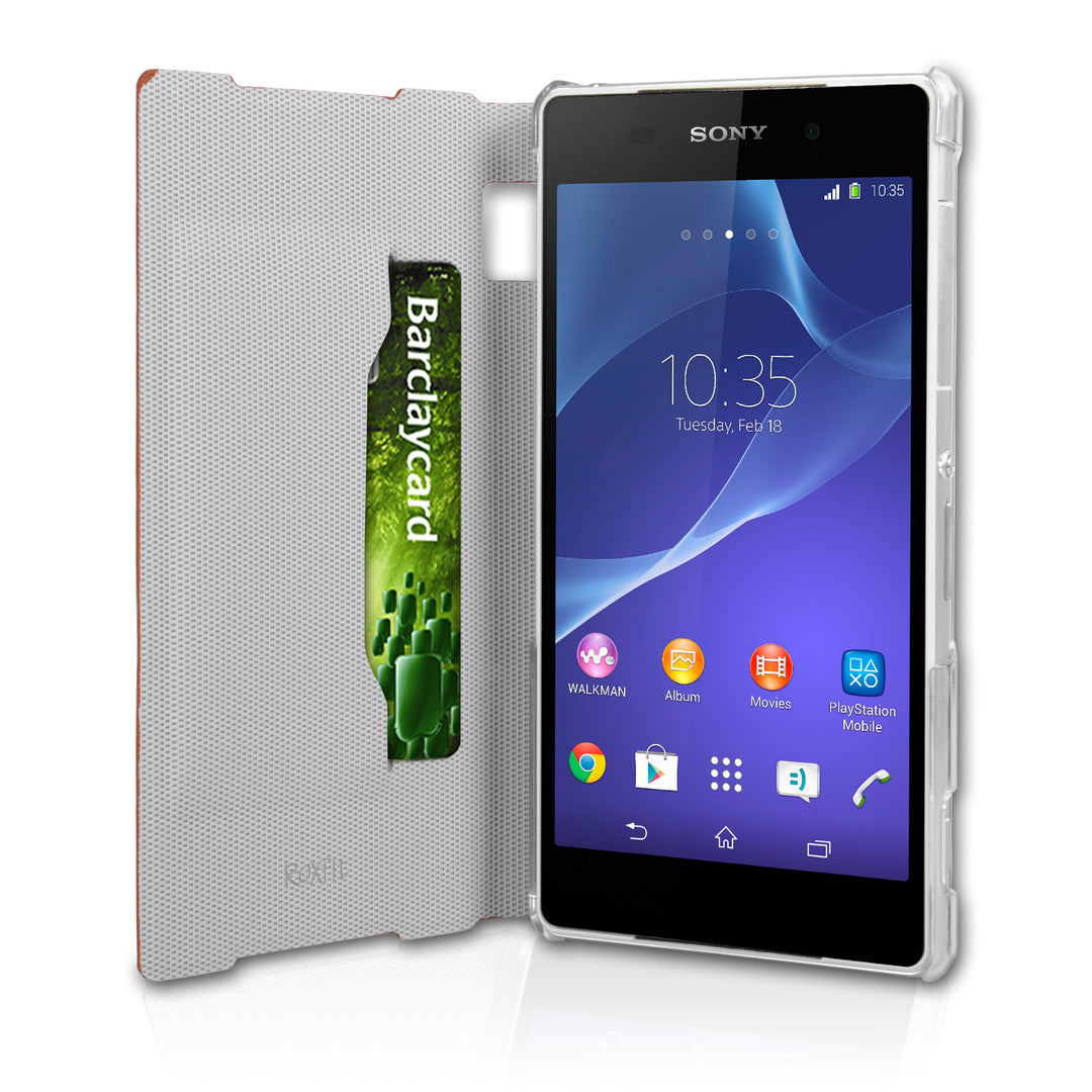 Roxfit Standing Book Case for Sony Xperia Z2 - Dark Tan
