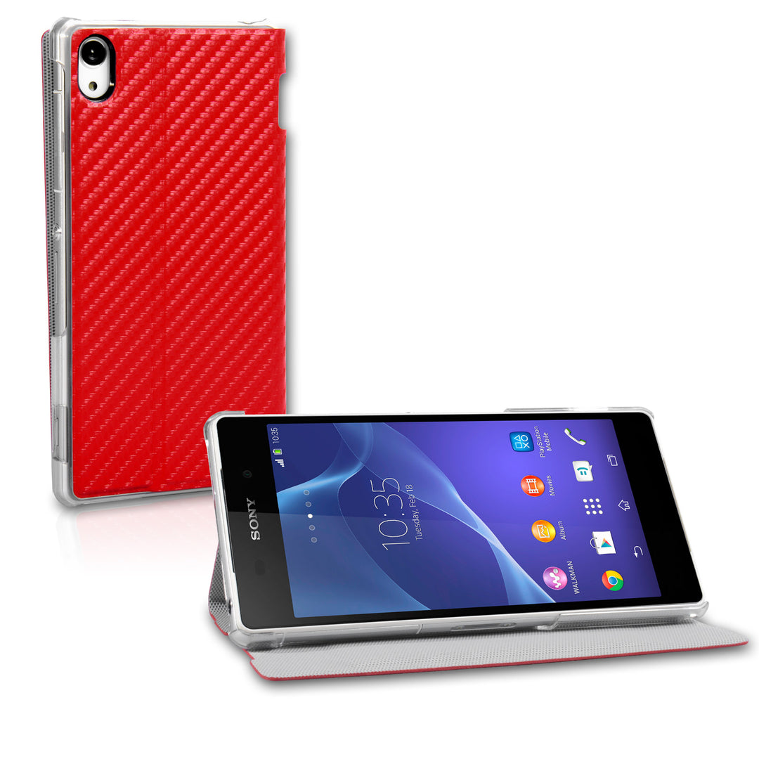 Roxfit Standing Book Case for Sony Xperia Z2 - Carbon Red