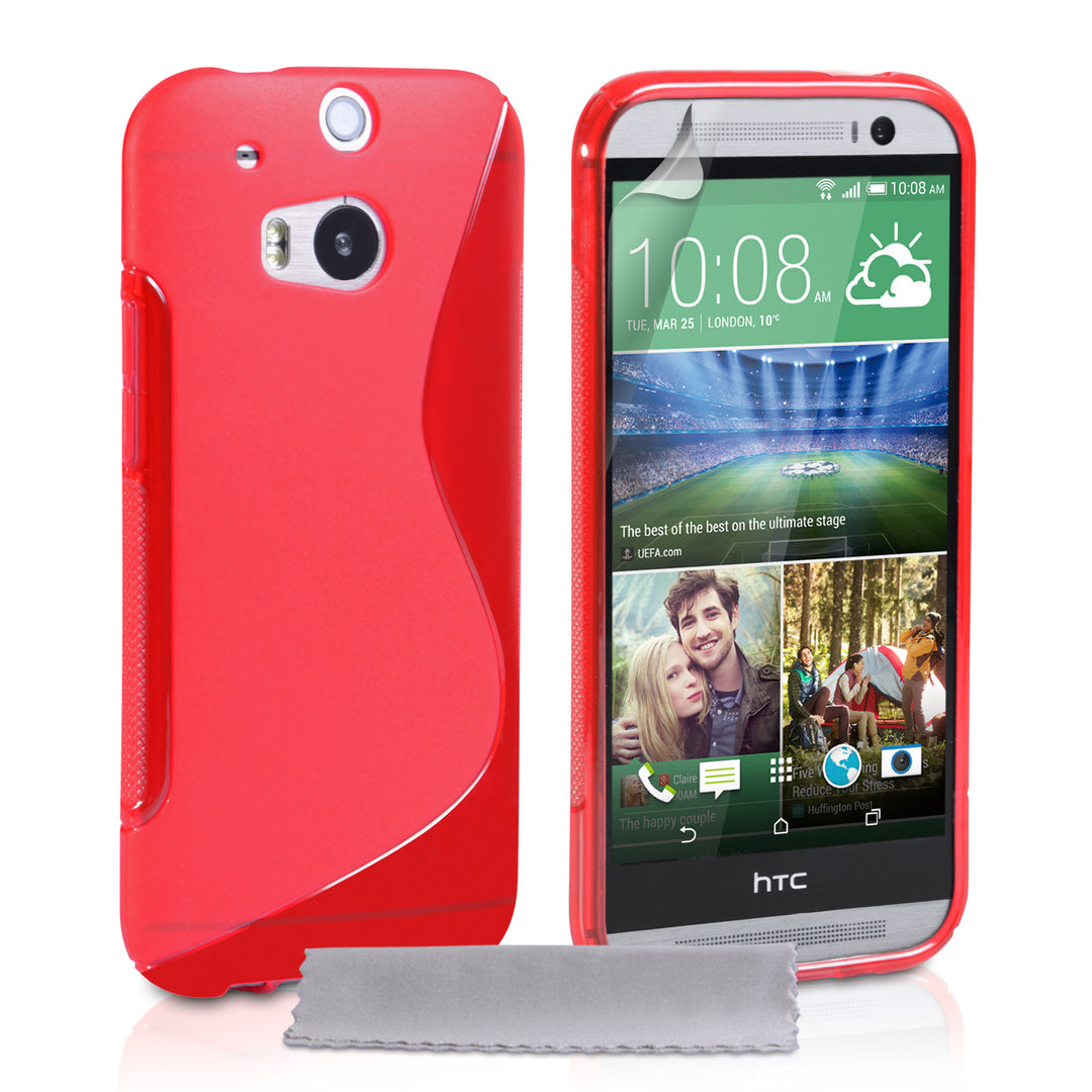 Caseflex HTC One M8 Silicone Gel S-Line Case - Red