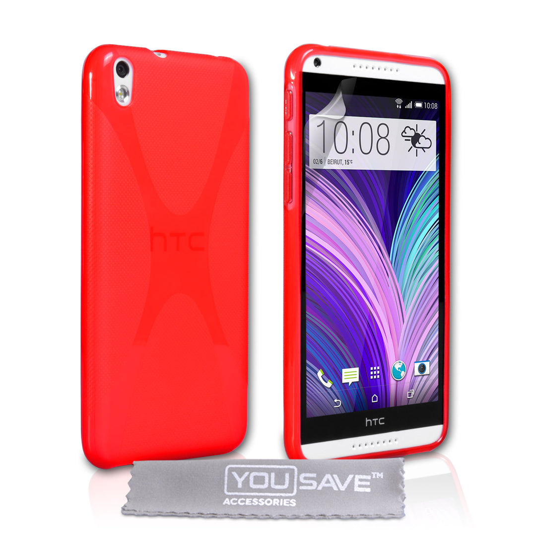 YouSave Accessories HTC Desire 816 Silicone Gel X-Line Case - Red