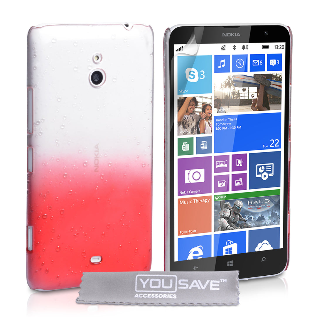 YouSave Accessories Nokia Lumia 1320 Raindrop Hard Case - Red-Clear
