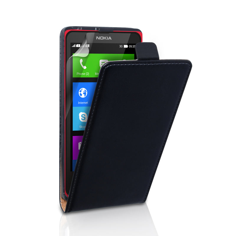 Caseflex Nokia X Real Leather Flip Case - Black
