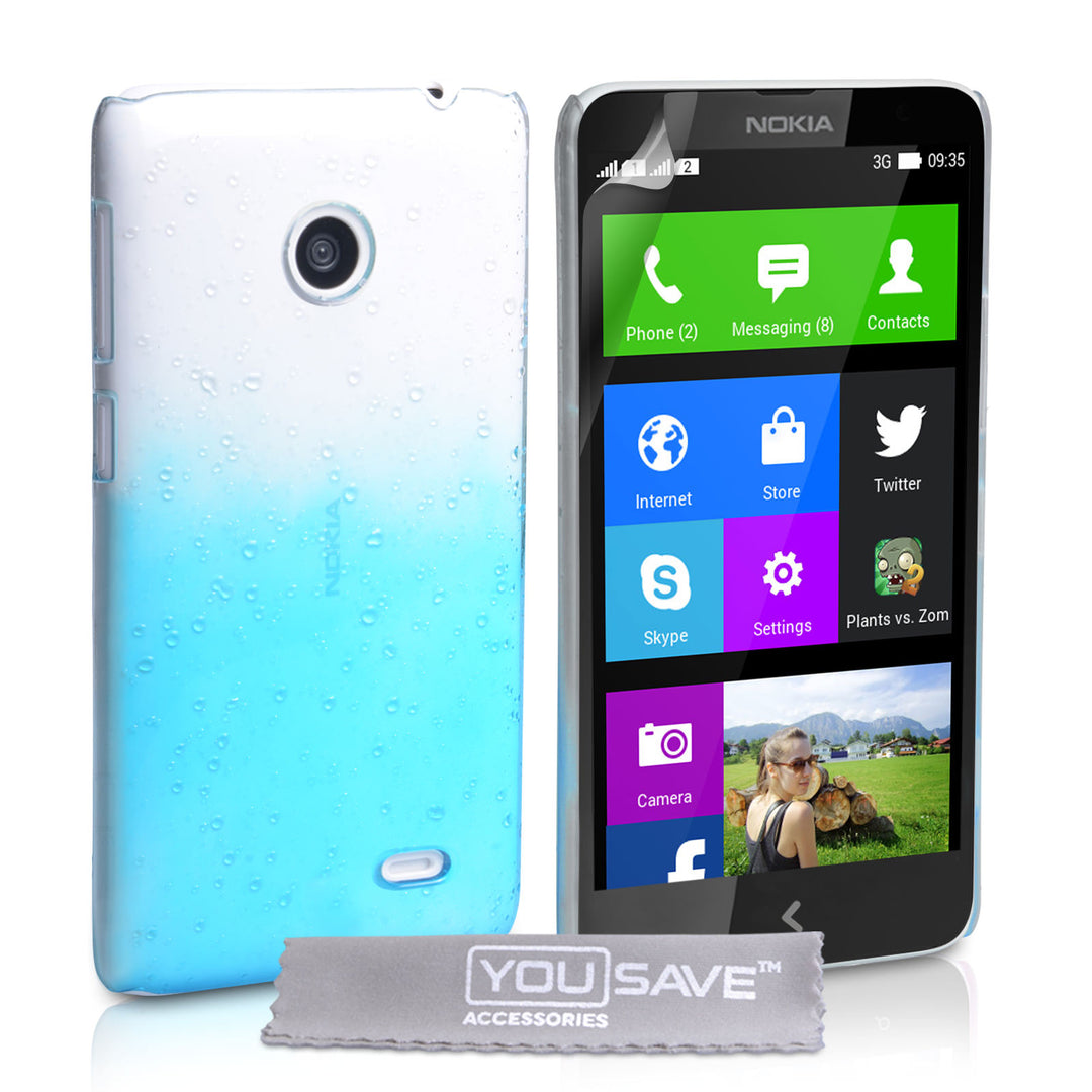 YouSave Accessories Nokia X Raindrop Hard Case - Blue-Clear