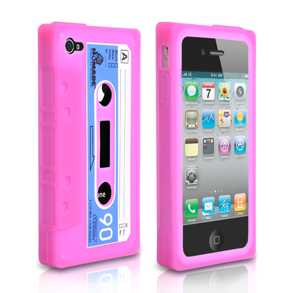 YouSave Accessories iPhone 4 / 4S Cassette Gel Case - Pink-Blue