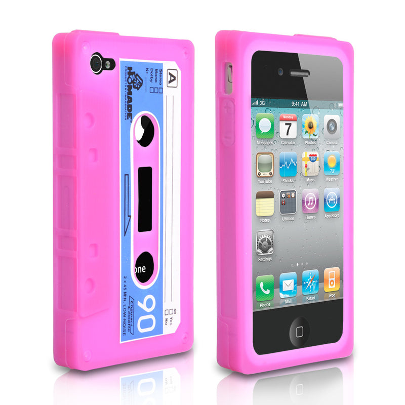 YouSave Accessories iPhone 4 / 4S Cassette Gel Case - Pink-Blue