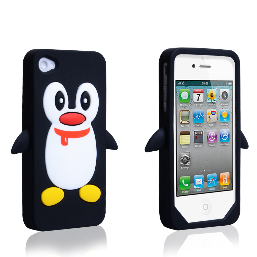 YouSave Accessories iPhone 4 / 4S Silicone Penguin Case - Black