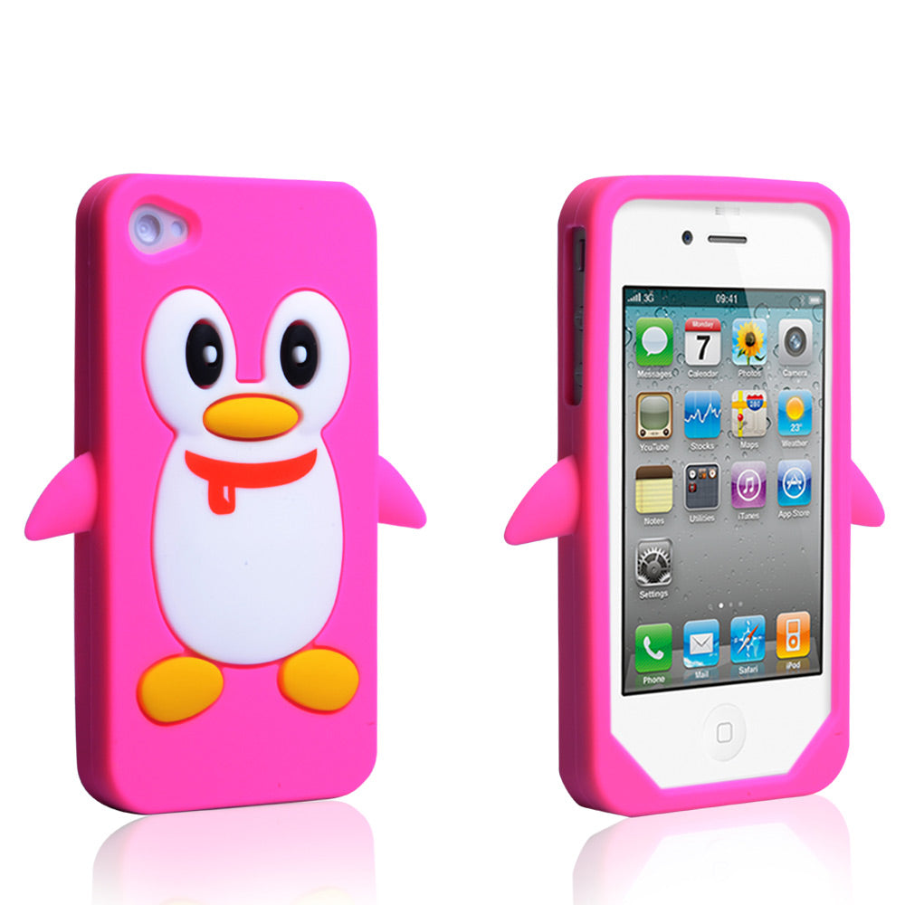 YouSave Accessories iPhone 4 / 4S Penguin Gel Case - Hot Pink