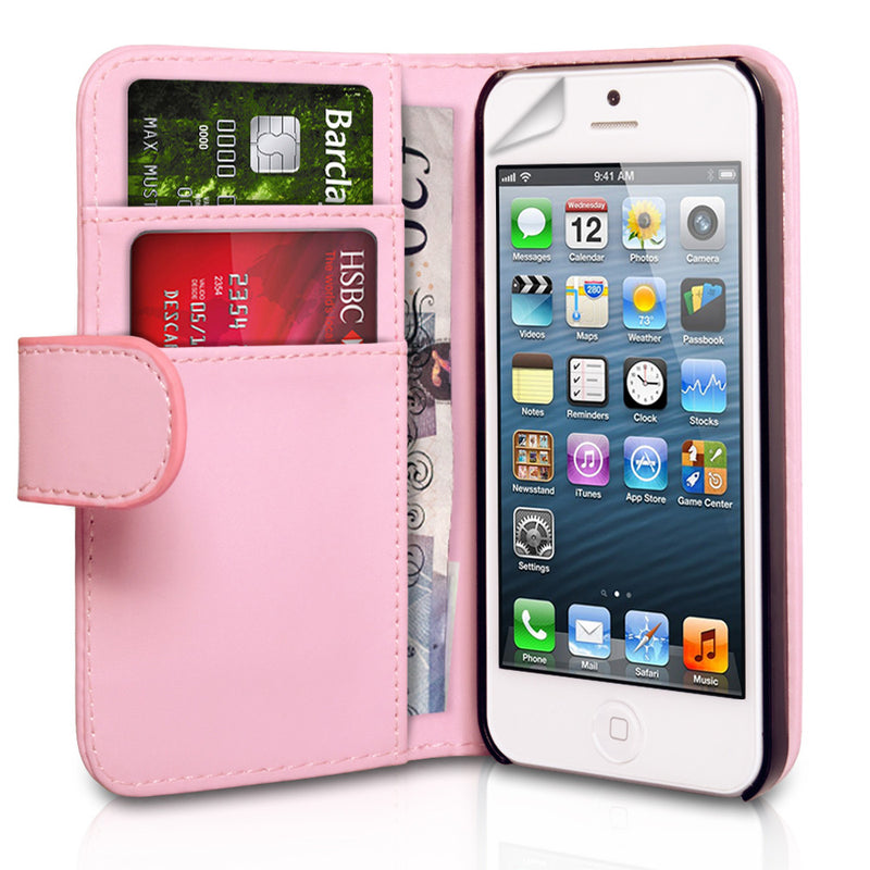 YouSave iPhone 5 / 5S Leather Effect Wallet Case - Baby Pink