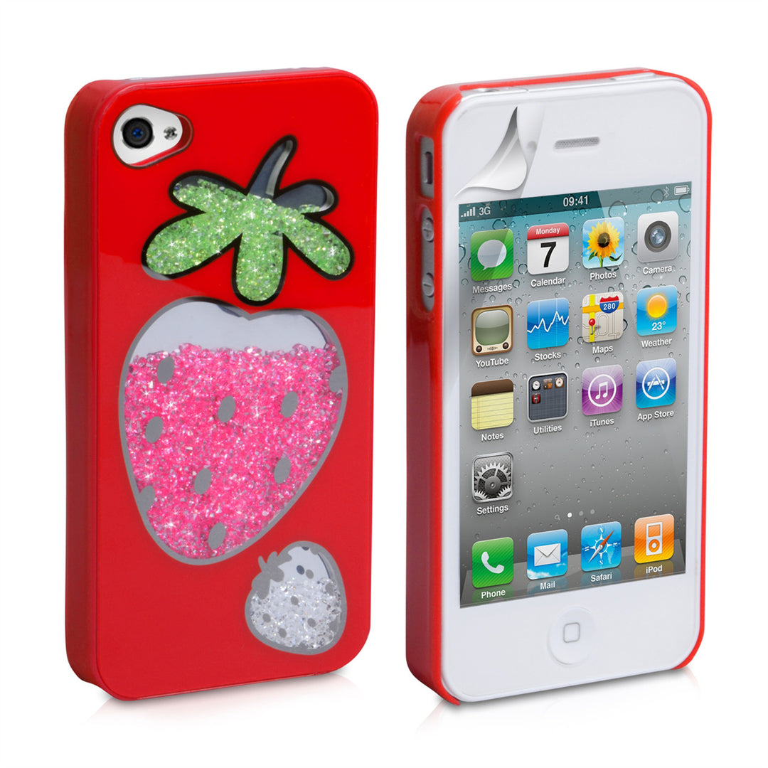 YouSave Accessories iPhone 4 / 4S Strawberry Bling Hard Case - Red