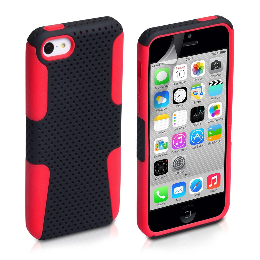 YouSave Accessories iPhone 5C Mesh Combo Case - Red