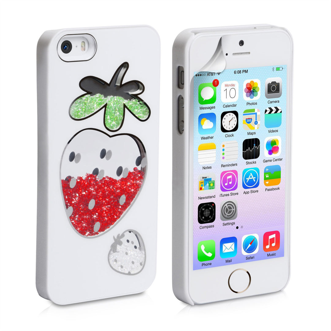 YouSave Accessories iPhone 5S Strawberry Bling Hard Case - White