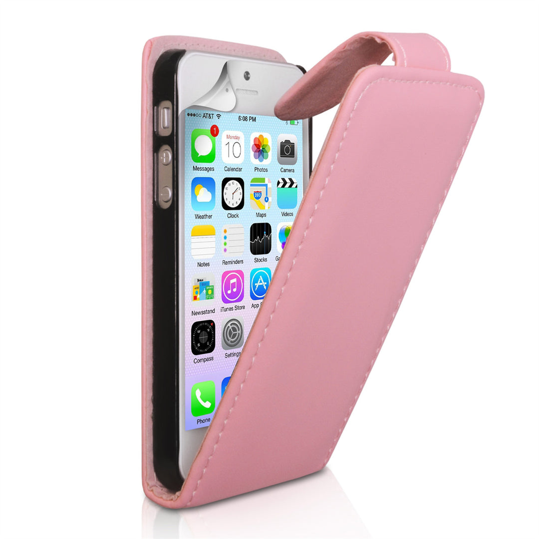 YouSave Accessories iPhone 5 / 5S Baby Pink Leather Effect Flip Case