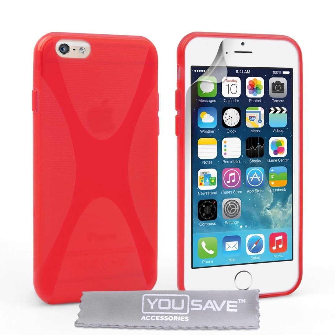 Yousave Accessories Iphone 6 And 6s Silicone Gel X - Line Case - Red - Mobile Madhouse