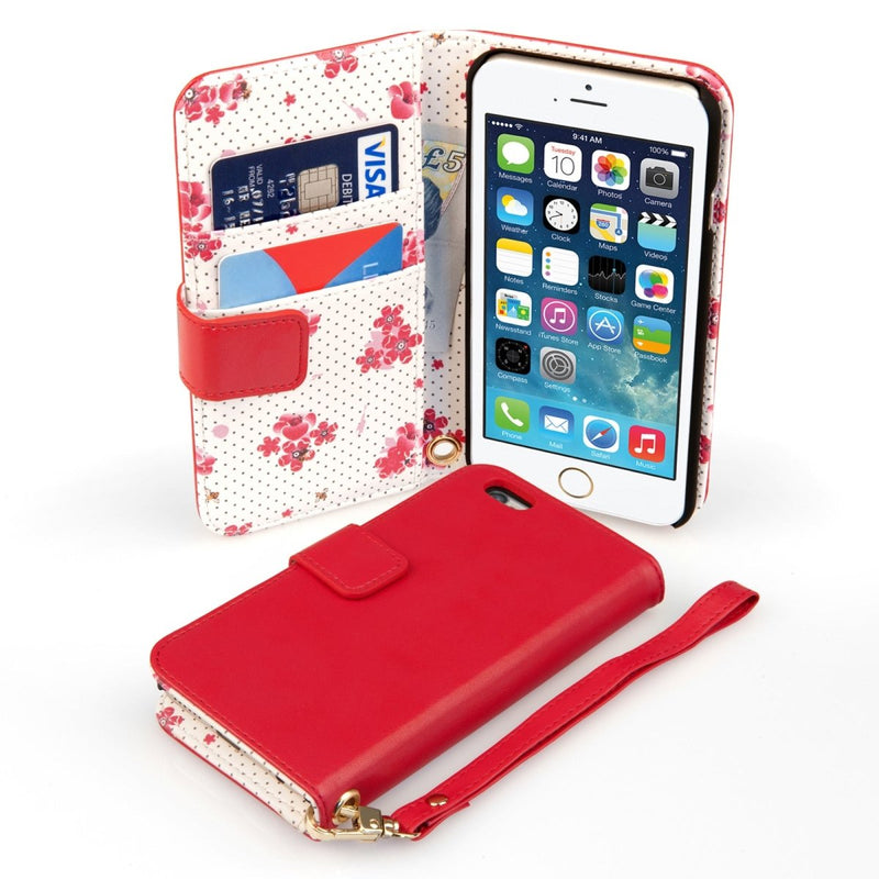 Caseflex Iphone 6 And 6s Leather - Effect Wallet Case – Pink With Floral Lining - Mobile Madhouse