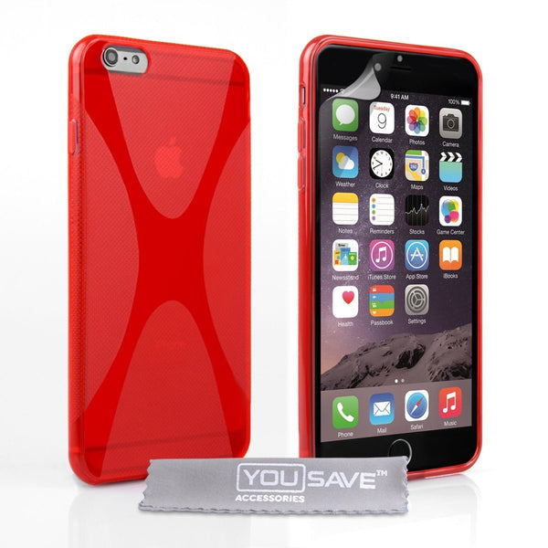 iPhone 6 Plus Silicone Gel X - Line Case - Red - Mobile Madhouse