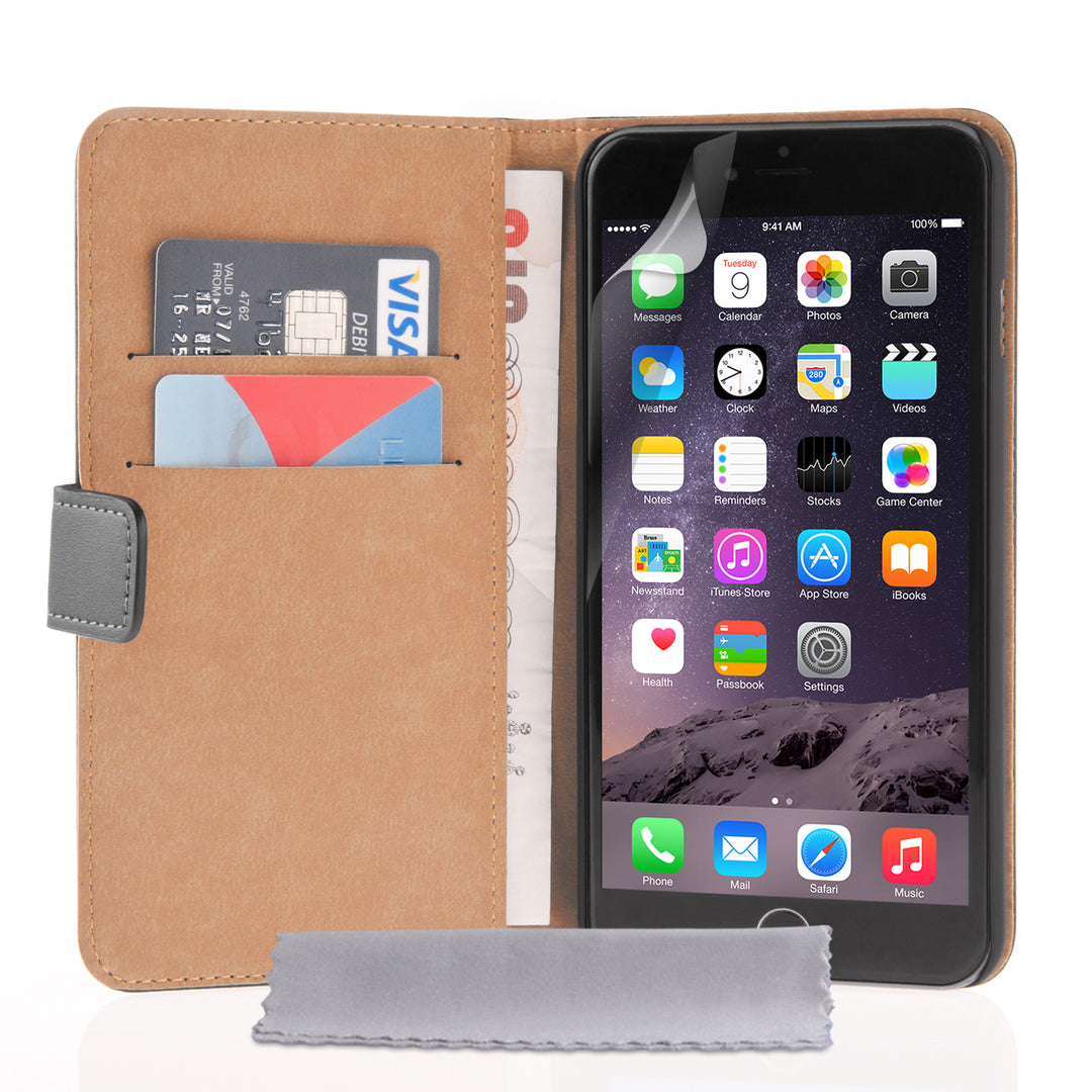 Caseflex iPhone 6 Plus and 6s Plus Real Leather Wallet Case - Black