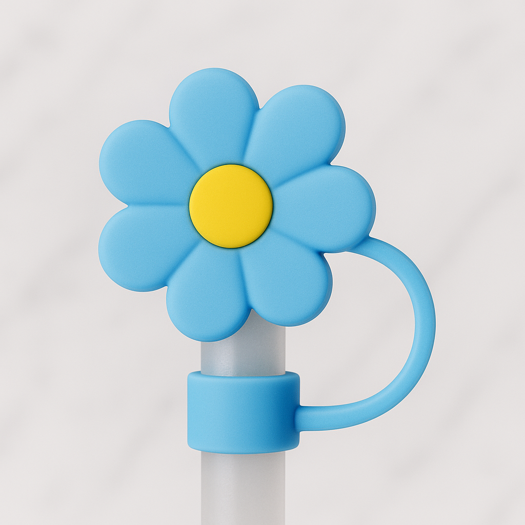 Daisy Straw Cover Topper - Blue & Yellow