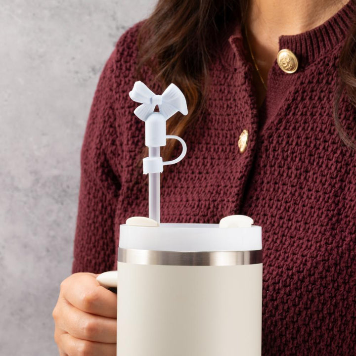 Bow Straw Cover Topper - Blue