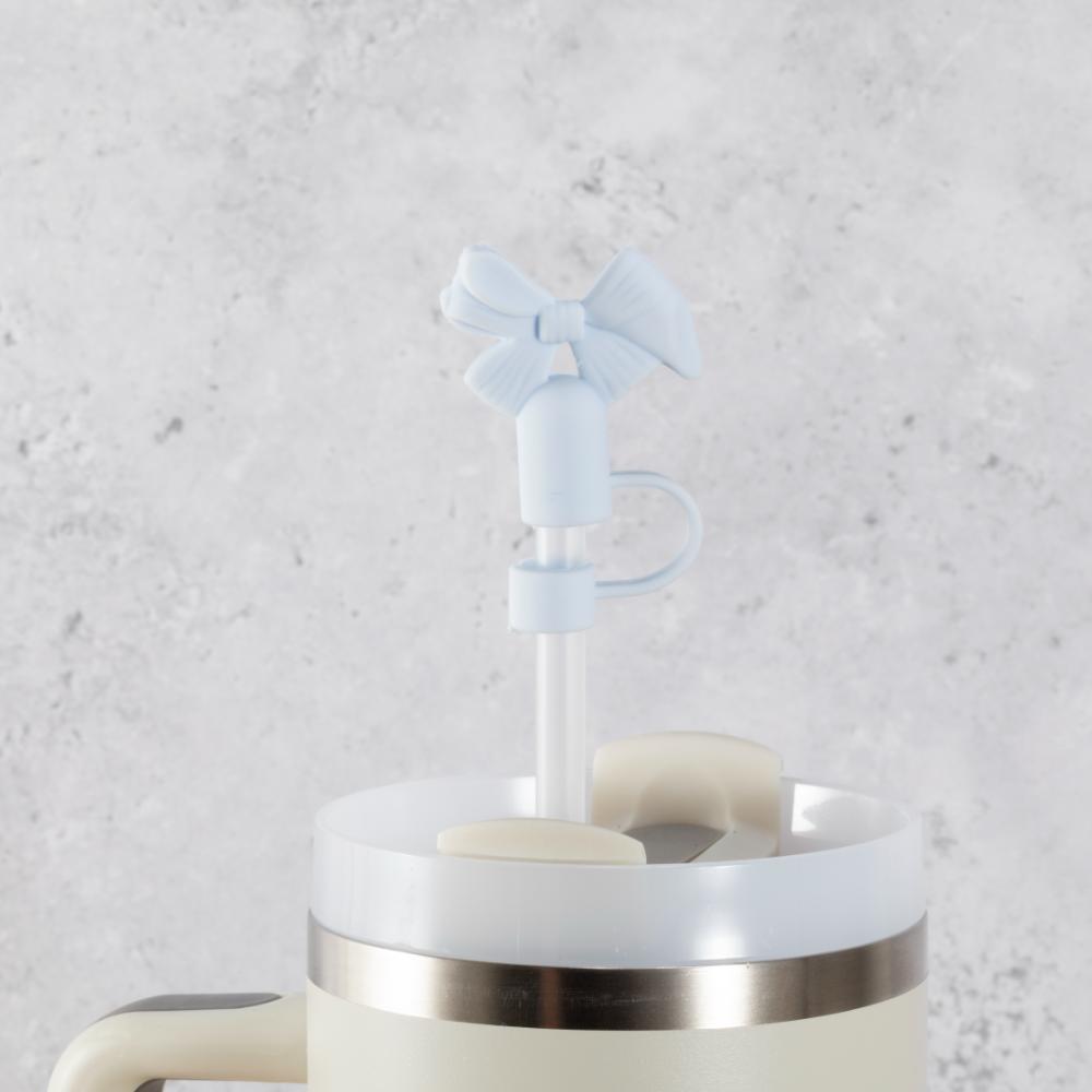 Bow Straw Cover Topper - Blue