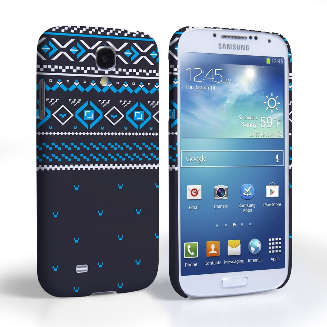 Caseflex Samsung Galaxy S4 Fairisle Case – Grey And Blue Half Pattern - Mobile Madhouse