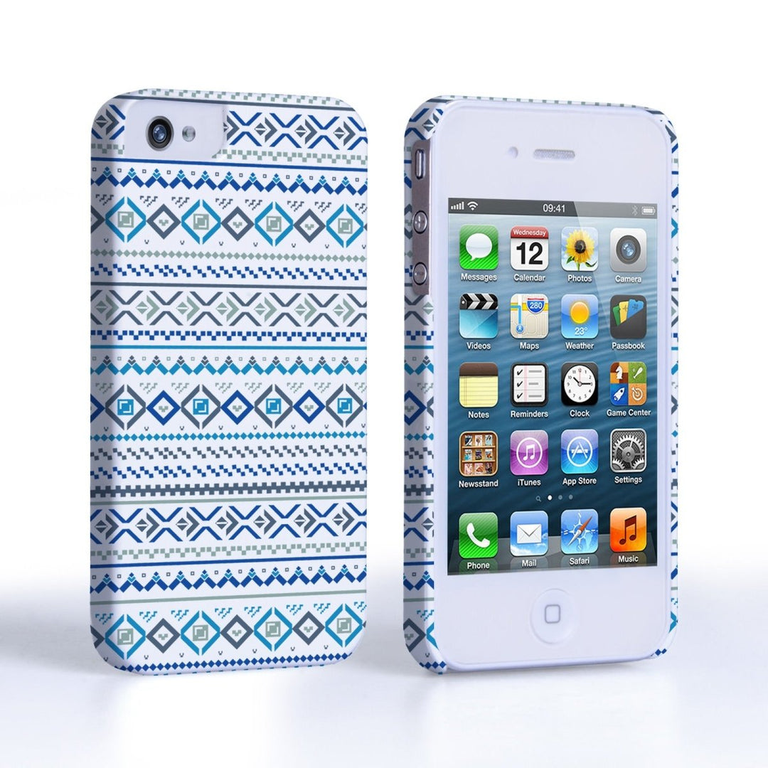 Caseflex Iphone 4/4S Fairisle Case – Blue With White Background - Mobile Madhouse
