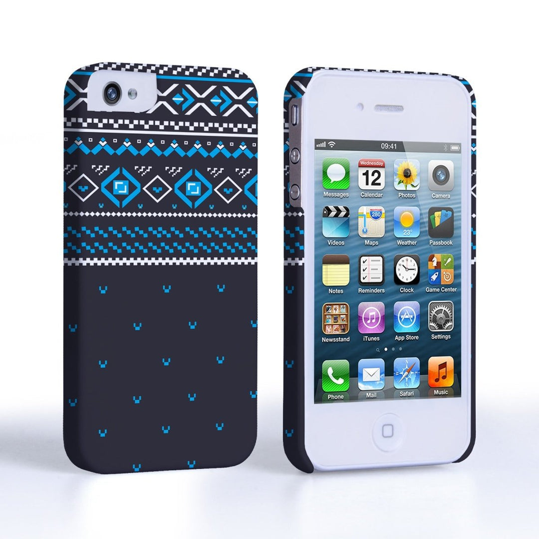 Caseflex Iphone 4/4S Fairisle Case – Grey And Blue Half Pattern - Mobile Madhouse