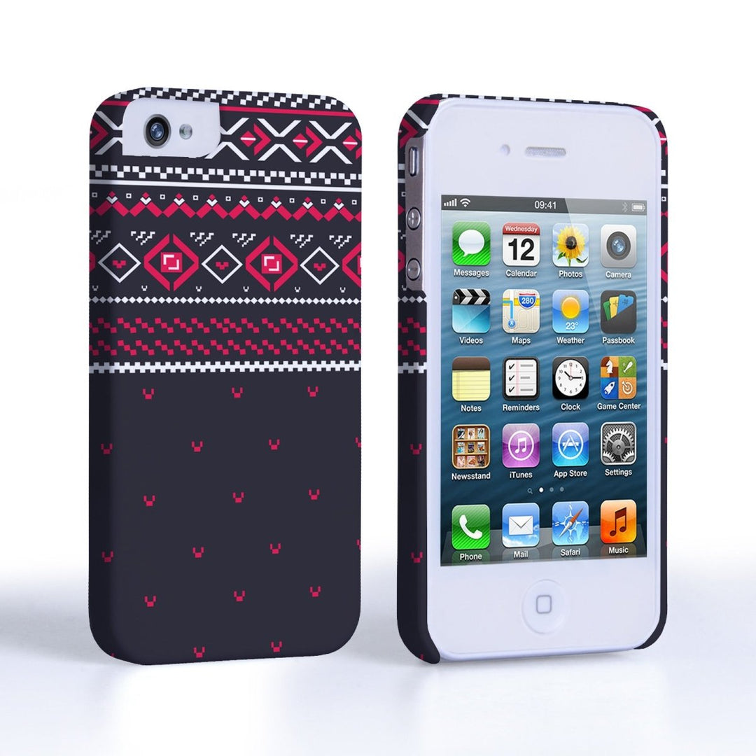 Caseflex Iphone 4/4S Fairisle Case – Grey And Red Half Pattern - Mobile Madhouse