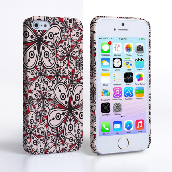 Caseflex iPhone 5/5S Retro Flower Pattern Hard Case Black White And Red