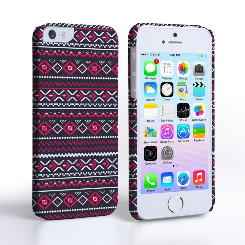 Caseflex Iphone 5/5S Fairisle Case – Grey With Red Background - Mobile Madhouse