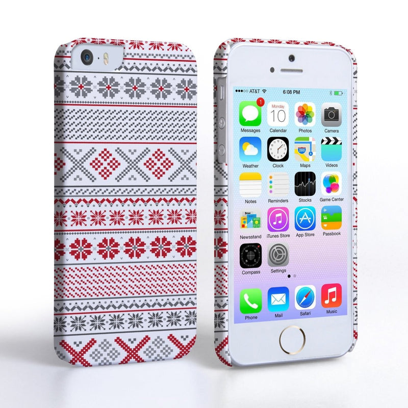 Caseflex Iphone 5/5S Fairisle Case – Red, White And Grey - Mobile Madhouse