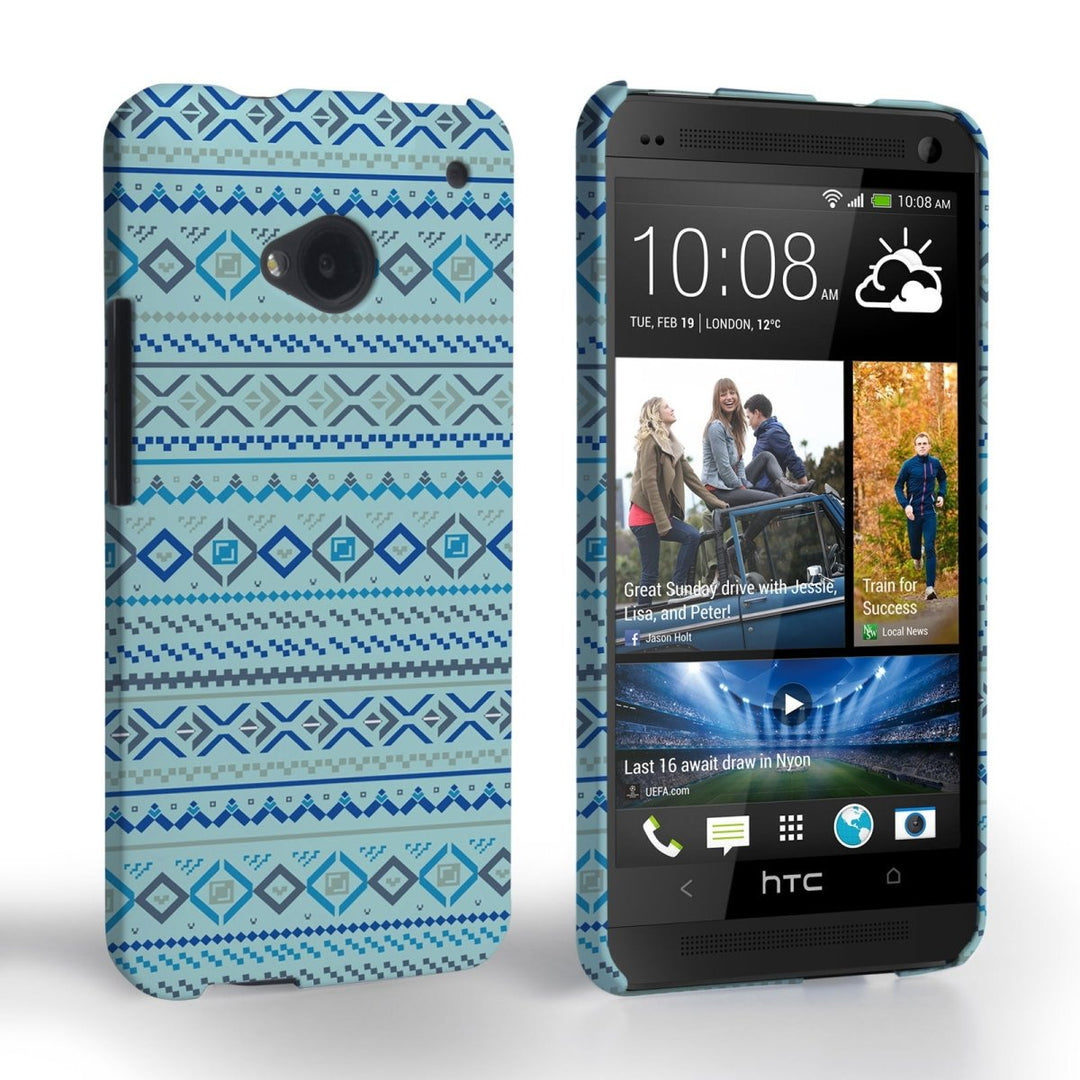 Caseflex HTC One Fairisle Case – Blue With Blue Background - Mobile Madhouse