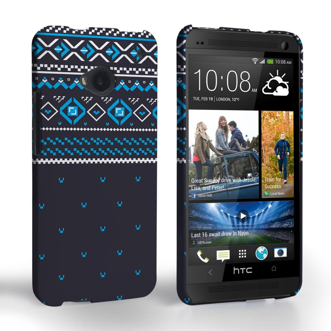 Caseflex HTC One Fairisle Case – Grey And Blue Half Pattern - Mobile Madhouse