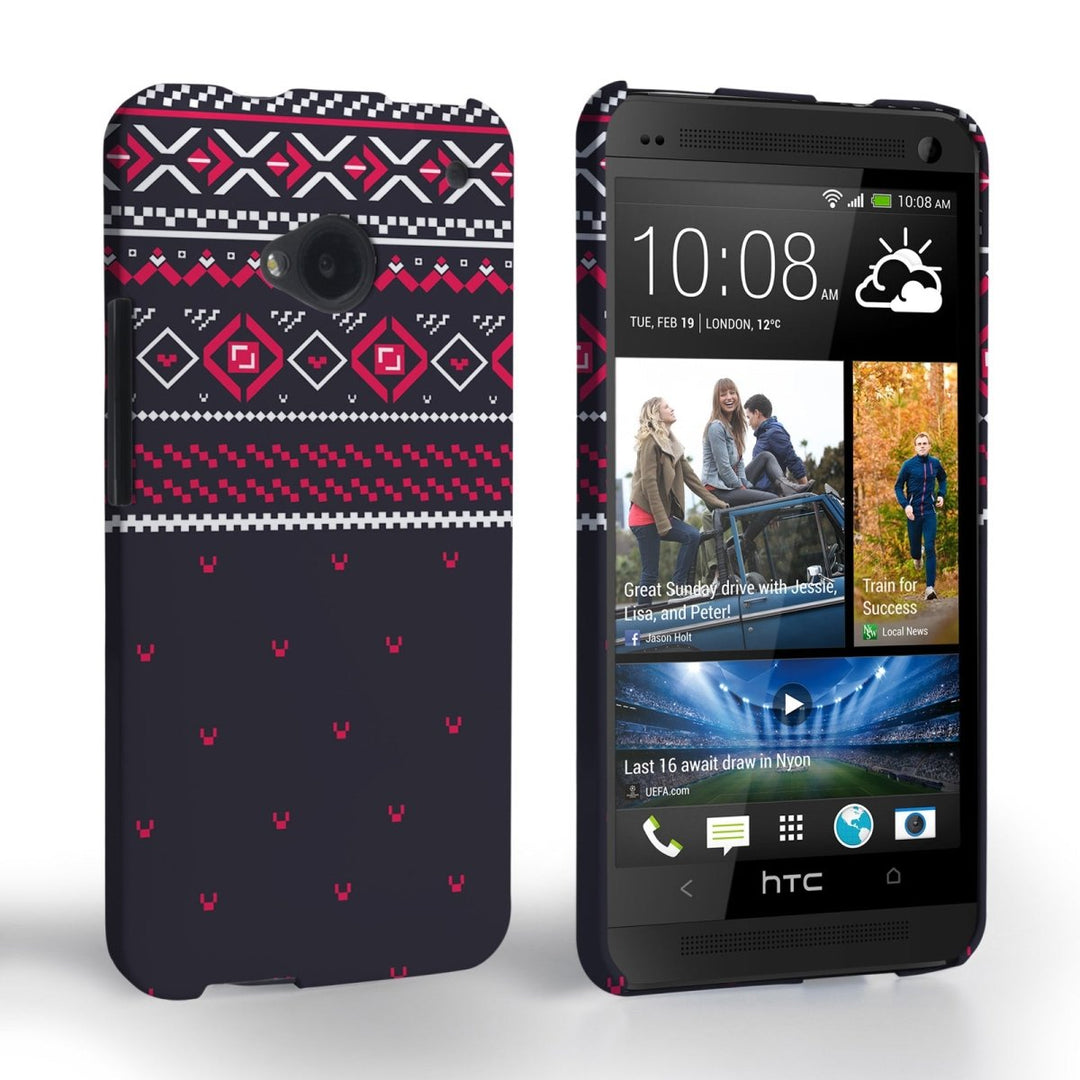 Caseflex HTC One Fairisle Case – Grey And Red Half Pattern - Mobile Madhouse