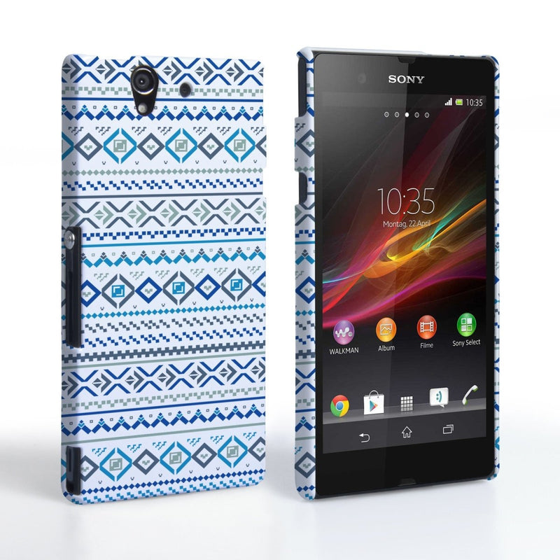 Caseflex Sony Xperia Z Fairisle Case – Blue With White Background - Mobile Madhouse