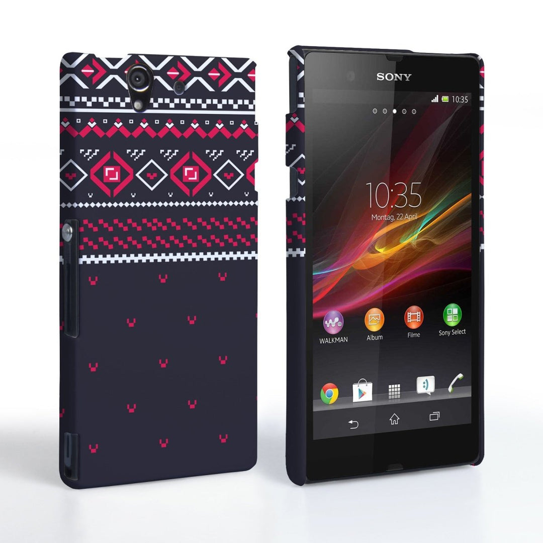 Caseflex Sony Xperia Z Fairisle Case – Grey And Red Half Pattern - Mobile Madhouse