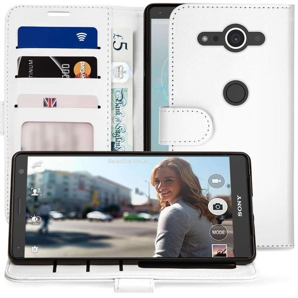 Sony Xperia XZ2 Compact PU Leather ID Stand Wallet - White - Mobile Madhouse