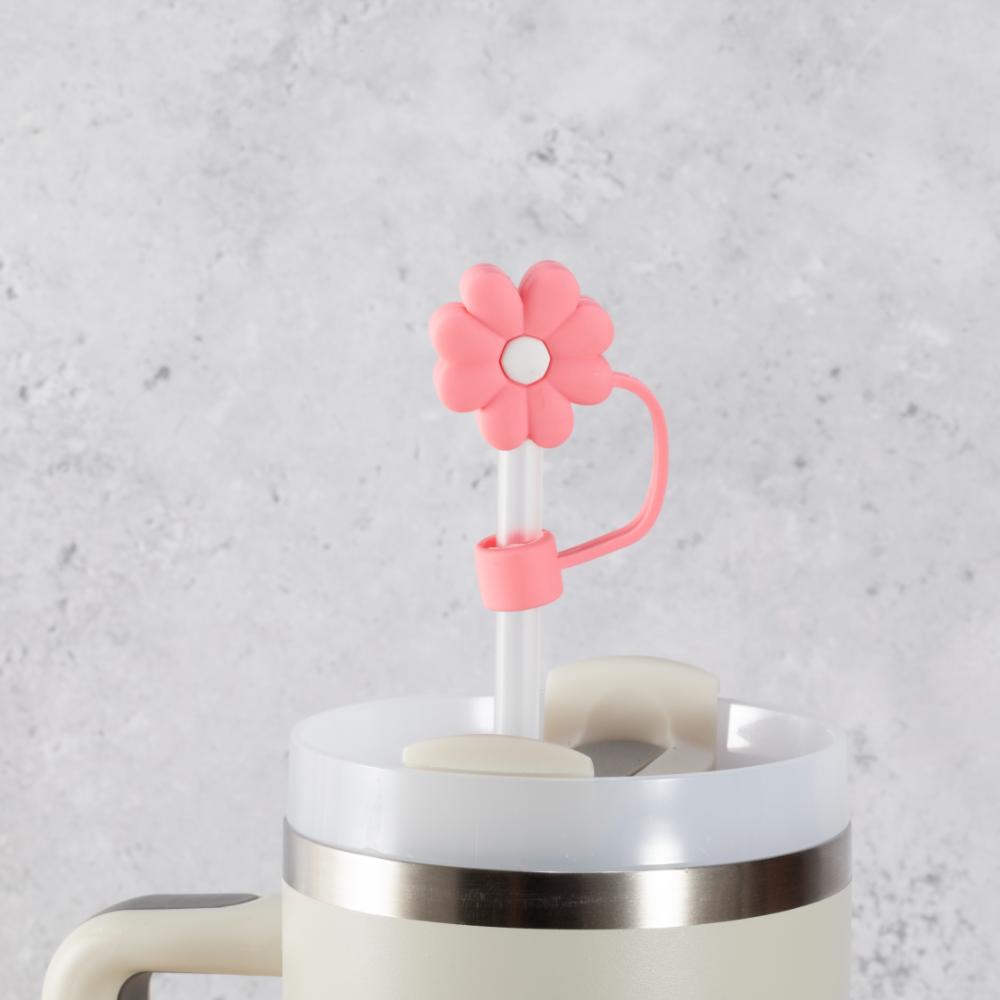 Daisy Straw Cover Topper - Pink & White