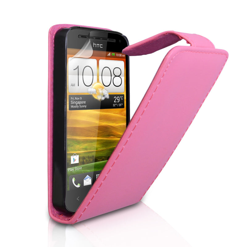 YouSave Accessories HTC One SV Leather Effect Flip Case - Hot Pink